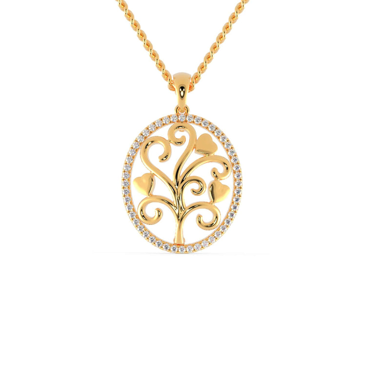 Handmade pendant with heart-shaped tree of life in white gold.
