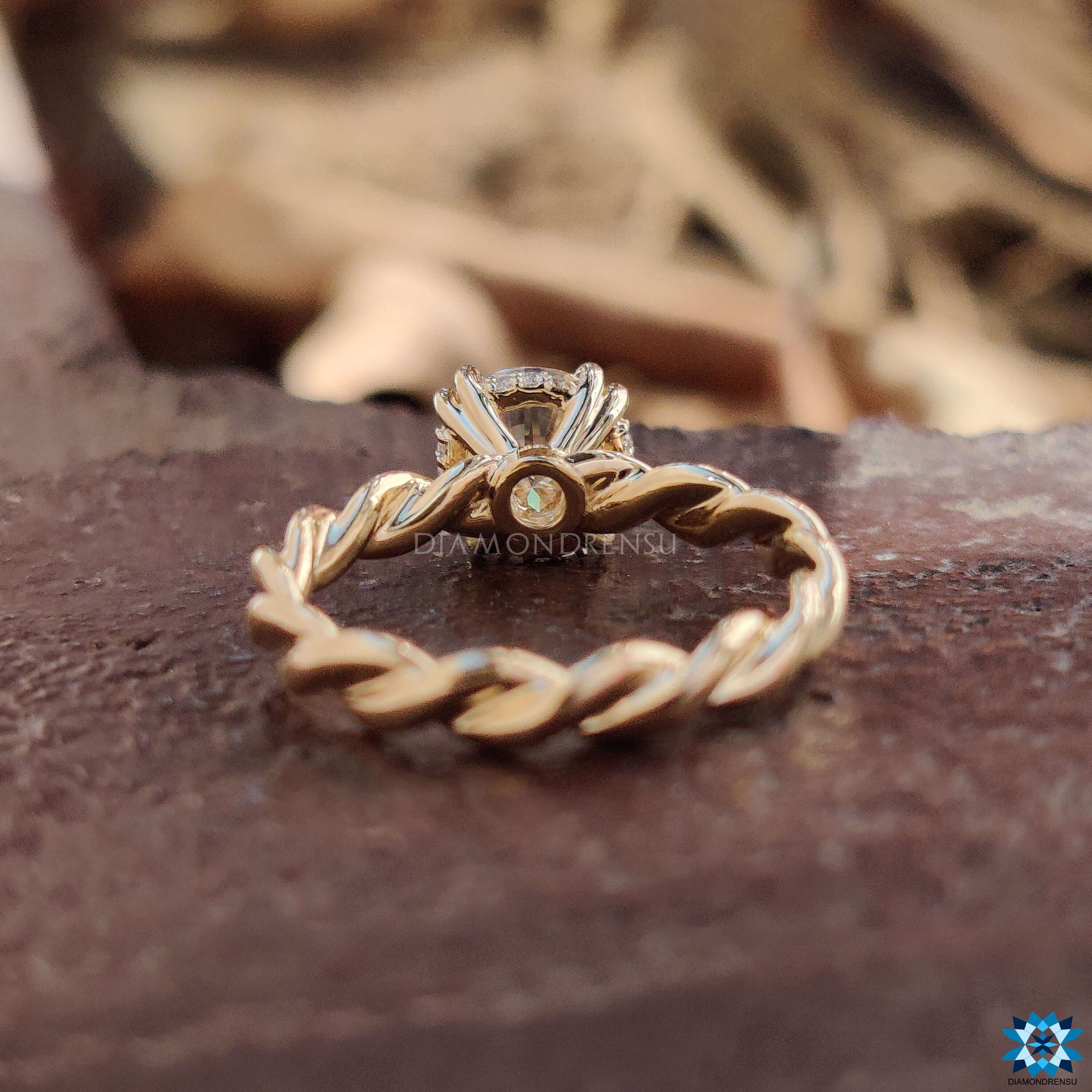 Yellow Gold Engagement Ring with Custom Ring Design
