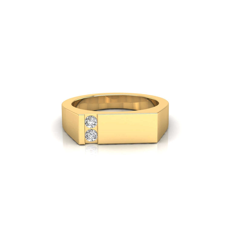 Yellow gold matte wedding band with polished edges.
