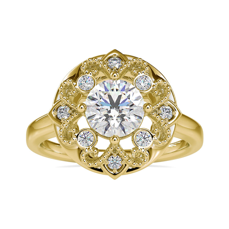 IGI certified Art Deco ring in white gold with round prongs.
