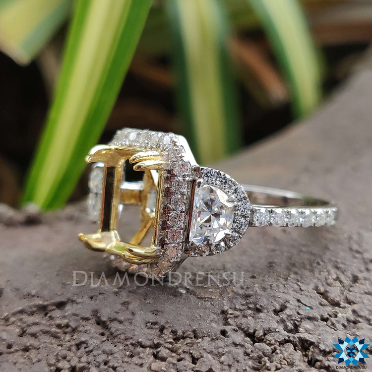 Pave setting ring with round cut pave band.
