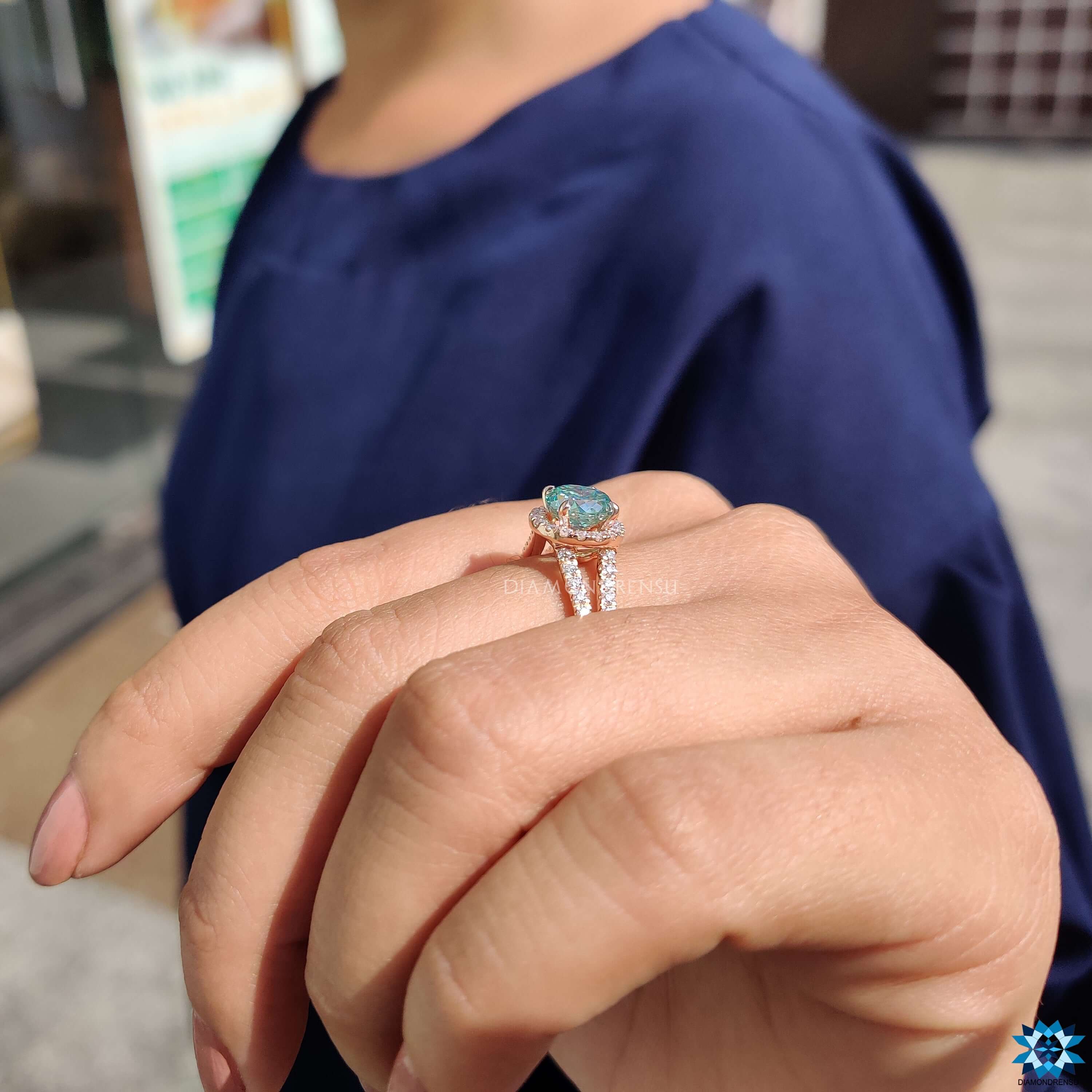 rose gold moissanite engagement ring - diamondrensu