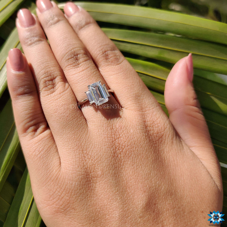 Handmade moissanite ring with a 4 claw prong setting.
