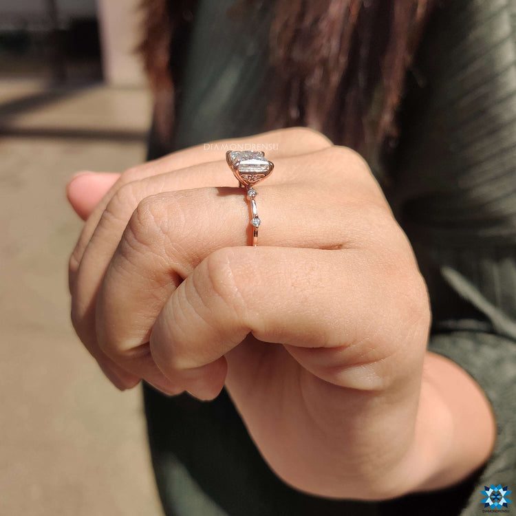 Handmade princess cut moissanite ring.
