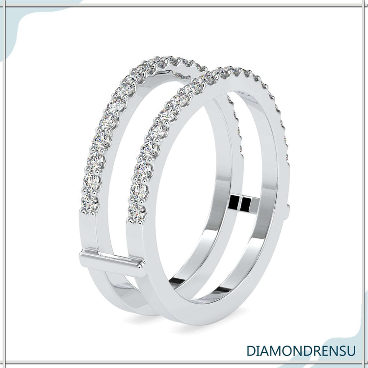 Half eternity wrap band with round cut lab diamonds.
