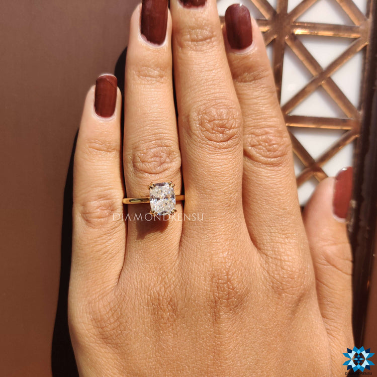 Unique cushion cut engagement ring.
