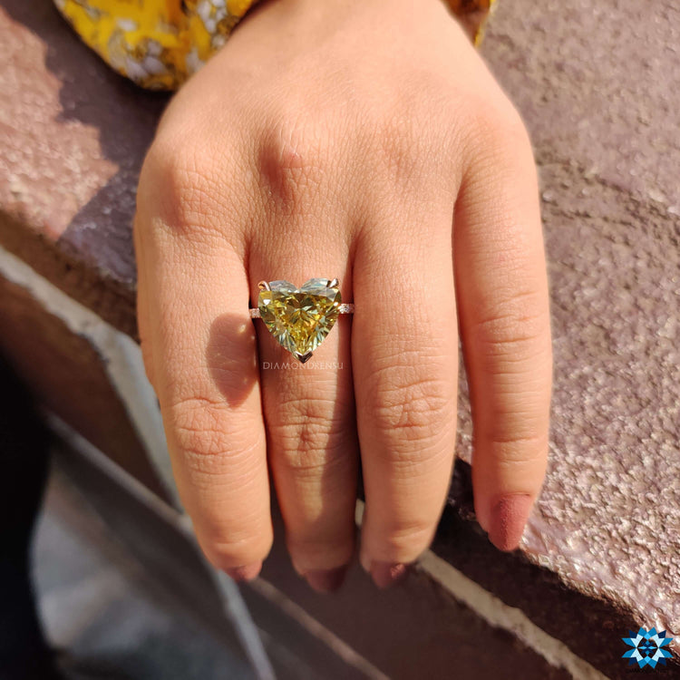 Moissanite pave ring with round cut stones.
