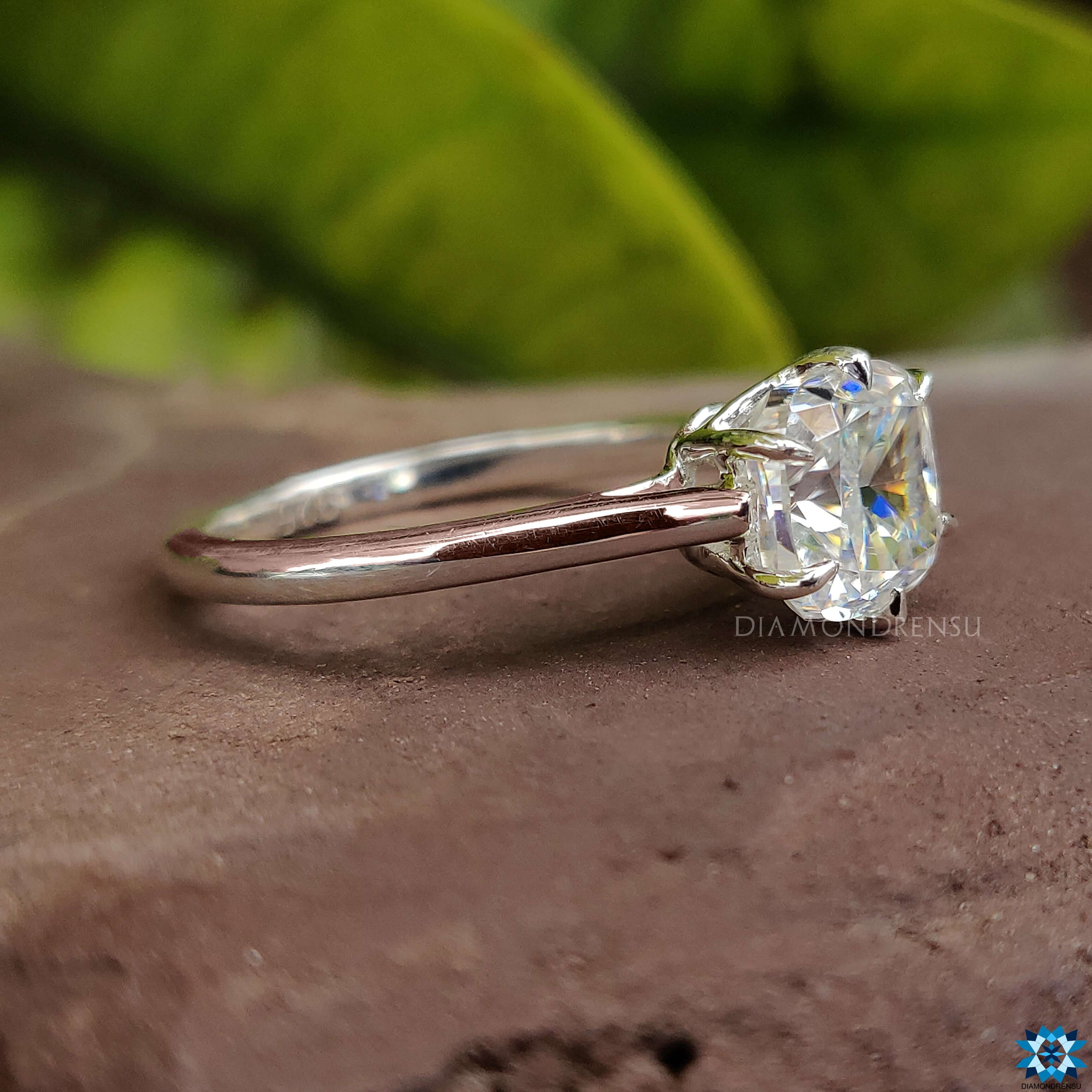 White gold engagement ring cushion cut solitaire ring custom ring diamondrensu UK engagement ring handmade ring