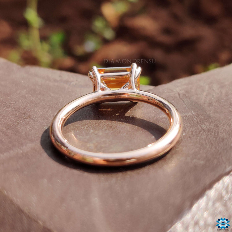 Handmade moissanite ring with east to west design.
